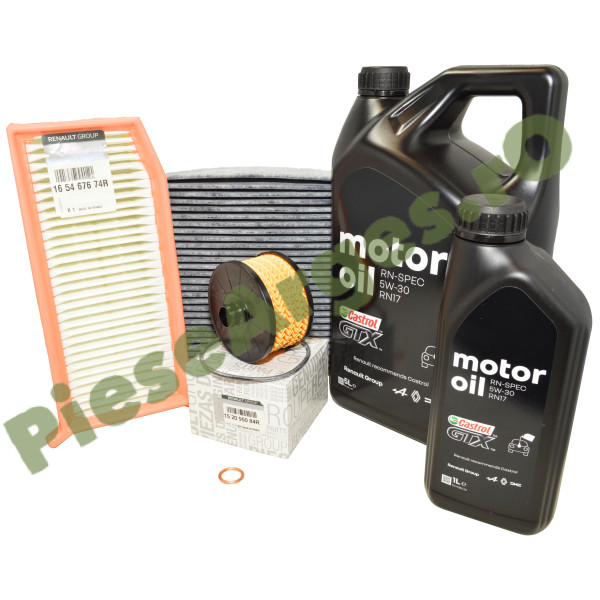Pachet Revizie DUSTER 2 1.3 TCe, DOKKER 1.3 TCe, Ulei Renault 5W30 RN17 6L + Filtre Originale Renault
