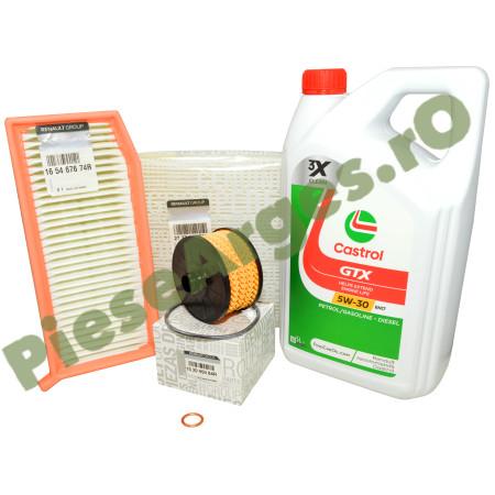 Pachet Revizie Motor 0.9TCe, LOGAN 2, SANDERO 2, (Fara GPL), Filtre Renault Si Castrol RN17