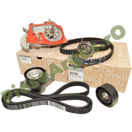 Kit Distributie, Pompa Apa Si Kit Accesorii 1.4MPI-1.6MPI, LOGAN 1, CLIO 1-2, Originale Renault 7701477024 + 7701478018 + 7701477517