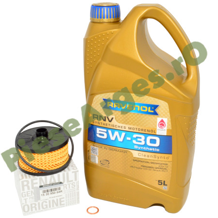 Pachet "PRIMA REVIZIE" LOGAN 3, DUSTER 3, SANDERO 3, JOGGER 1.0TCe sau 1.0TCe ECO-G, Ulei RAVENOL RN17 Si Filtru Ulei Renault