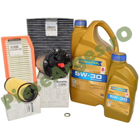 Pachet Revizie 1.5dCi Cu AdBlue®, DUSTER 2, LOGAN 2, DOKKER, Ulei RAVENOL RN17 5w30 si Fitre Renault 1111114-005-01-999 Carbon Activ
