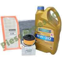 Pachet Revizie 0.9 TCe & 1.0 TCe, LOGAN 2, SANDERO 2, RAVENOL RNV 5W30 RN17 + Filtre Renault