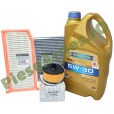 Pachet Revizie 0.9 TCe & 1.0 TCe, LOGAN 2, SANDERO 2, RAVENOL RNV 5W30 RN17 + Filtre Renault