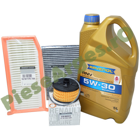 Pachet Revizie 0.9 TCe & 1.0 TCe, LOGAN 2, SANDERO 2, RAVENOL RNV 5W30 RN17 + Filtre Renault