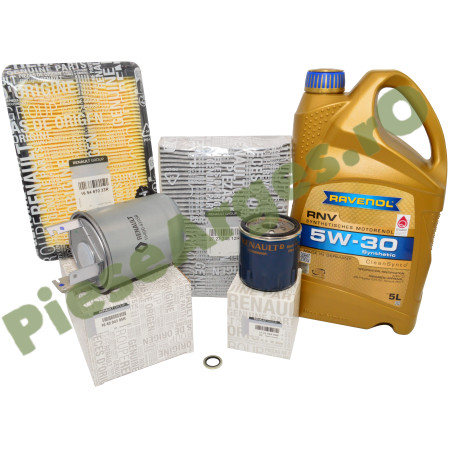 Pachet Revizie Kadjar 1.5 dCi Filtre Originale + Ulei Ravenol RNV 5W30 RN17