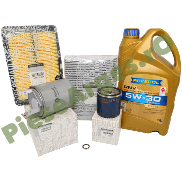 Pachet Revizie Kadjar 1.5 dCi Filtre Originale + Ulei Ravenol RNV 5W30 RN17