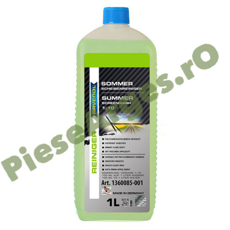 RAVENOL Solutie Concentrata Pentru Curățarea Parbrizului "Summer Screen Wash" 1:10 – Vară | 1L= 10L, Aromă de măr, 1360085-001-01-000