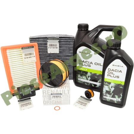 Pachet Revizie 1.0TCe ECO-G 100, LOGAN 3, SANDERO 3, JOGGER, Ulei Dacia Oil Plus 5W30 RN17 + Filtre Renault