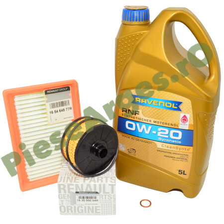 Pachet Revizie 1.0 TCe 2024+ LOGAN 3, SANDERO 3, JOGGER, Ulei RAVENOL RNF 0W20 RN17FE + Filtre Renault