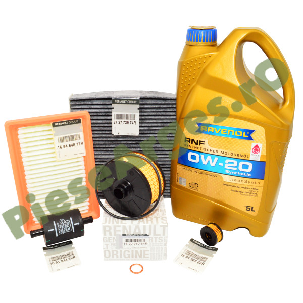 Pachet Revizie 1.0 ECO-G 100 (2024+) LOGAN 3, SANDERO 3, JOGGER, RAVENOL RNF 0W20 (RN17FE) + Filtre Renault Originale